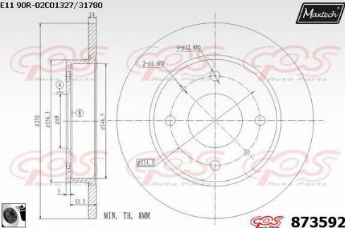 Maxtech 873592.0060 - Гальмівний диск autocars.com.ua