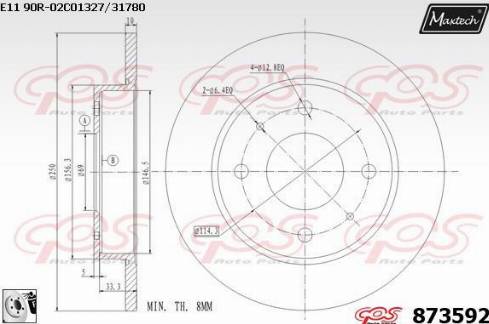 Maxtech 873592.0080 - Гальмівний диск autocars.com.ua