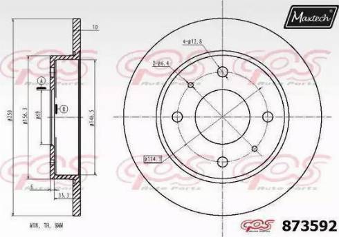 Maxtech 873592.6980 - Гальмівний диск autocars.com.ua