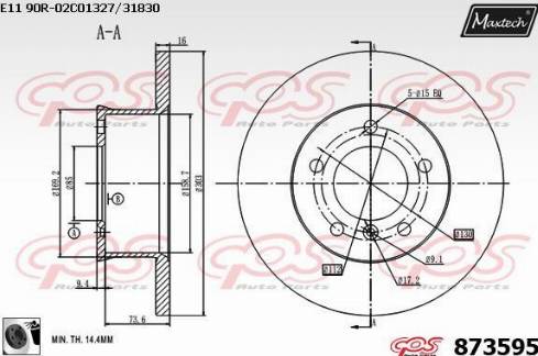 Maxtech 873595.0060 - Гальмівний диск autocars.com.ua