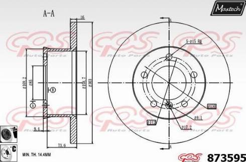 Maxtech 873595.6060 - Гальмівний диск autocars.com.ua