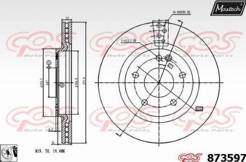 Maxtech 873597.0080 - Гальмівний диск autocars.com.ua