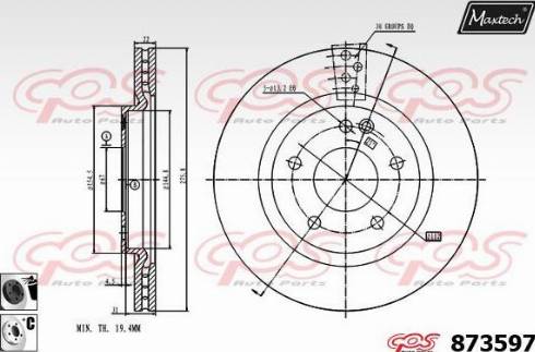 Maxtech 873597.6060 - Гальмівний диск autocars.com.ua