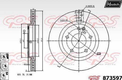 Maxtech 873597.6880 - Гальмівний диск autocars.com.ua