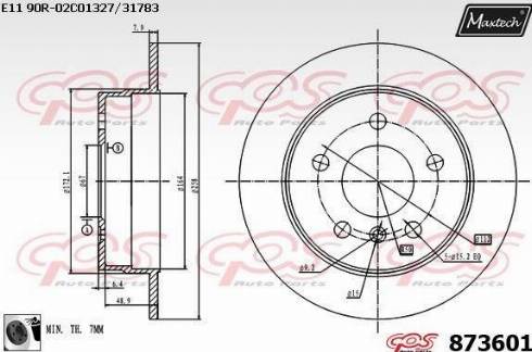 Maxtech 873601.0060 - Гальмівний диск autocars.com.ua