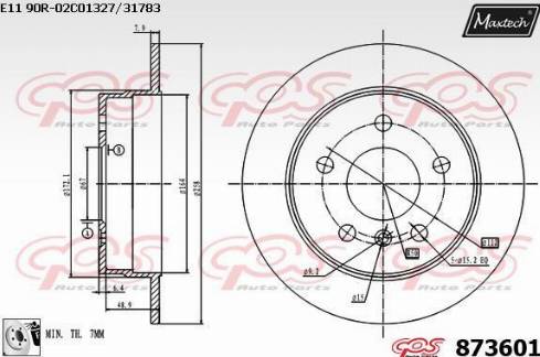 Maxtech 873601.0080 - Гальмівний диск autocars.com.ua