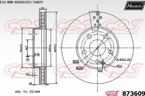 Maxtech 873609.0000 - Гальмівний диск autocars.com.ua