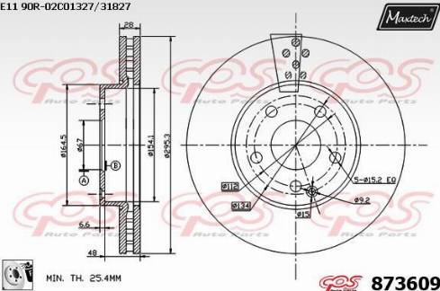 Maxtech 873609.0080 - Гальмівний диск autocars.com.ua