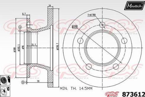 Maxtech 873612.6060 - Гальмівний диск autocars.com.ua