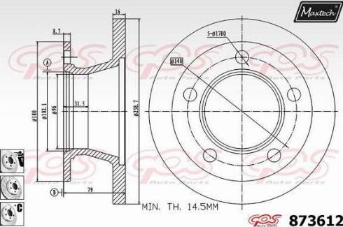 Maxtech 873612.6880 - Гальмівний диск autocars.com.ua