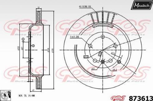 Maxtech 873613.0080 - Гальмівний диск autocars.com.ua