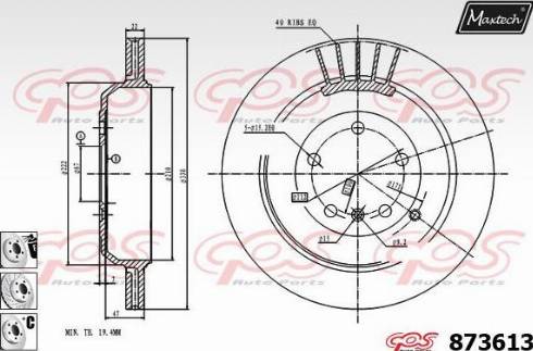 Maxtech 873613.6880 - Гальмівний диск autocars.com.ua