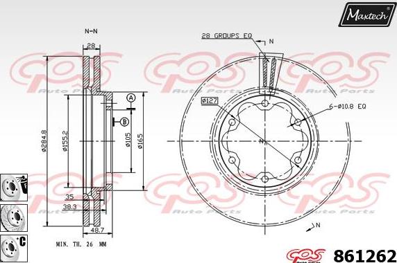 Maxtech 873613 - Гальмівний диск autocars.com.ua