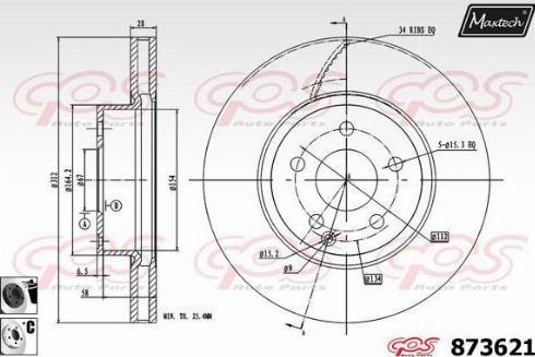 Maxtech 873621.6060 - Гальмівний диск autocars.com.ua