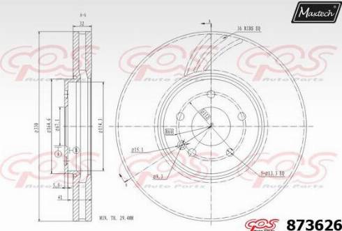 Maxtech 873626.0000 - Гальмівний диск autocars.com.ua