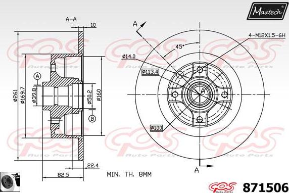 Maxtech 873627 - Гальмівний диск autocars.com.ua