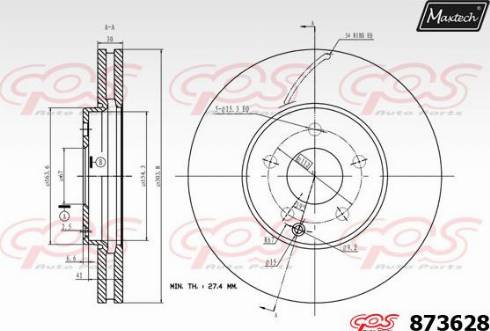 Maxtech 873628.0000 - Гальмівний диск autocars.com.ua