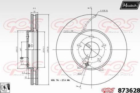 Maxtech 873628.0080 - Гальмівний диск autocars.com.ua