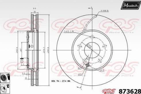 Maxtech 873628.6060 - Гальмівний диск autocars.com.ua