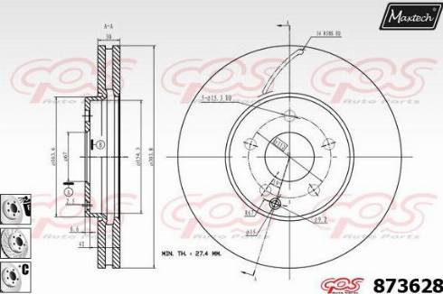 Maxtech 873628.6880 - Гальмівний диск autocars.com.ua