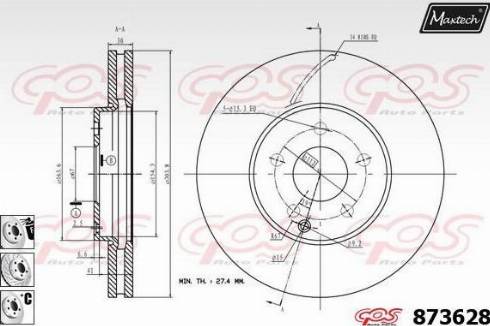 Maxtech 873628.6980 - Гальмівний диск autocars.com.ua