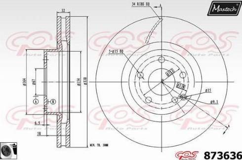 Maxtech 873636.0060 - Гальмівний диск autocars.com.ua