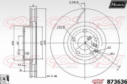 Maxtech 873636.0080 - Гальмівний диск autocars.com.ua