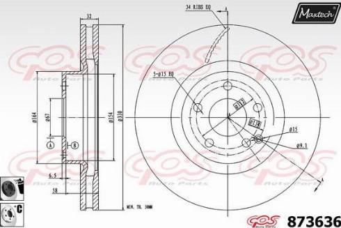 Maxtech 873636.6060 - Гальмівний диск autocars.com.ua