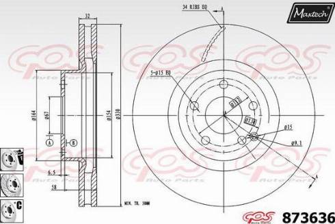 Maxtech 873636.6880 - Гальмівний диск autocars.com.ua