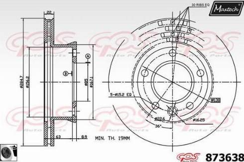 Maxtech 873638.0060 - Гальмівний диск autocars.com.ua