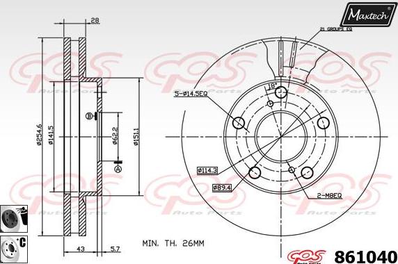 Maxtech 873638 - Гальмівний диск autocars.com.ua