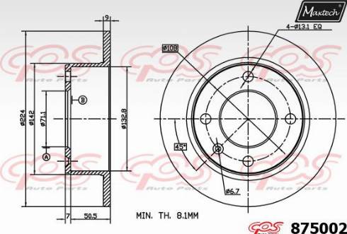 Maxtech 875002.0000 - Гальмівний диск autocars.com.ua