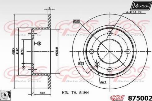 Maxtech 875002.0080 - Гальмівний диск autocars.com.ua