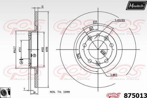 Maxtech 875013.0060 - Гальмівний диск autocars.com.ua