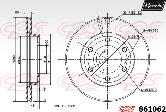 Maxtech 875013 - Гальмівний диск autocars.com.ua