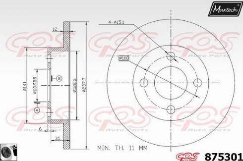 Maxtech 875301.0060 - Гальмівний диск autocars.com.ua