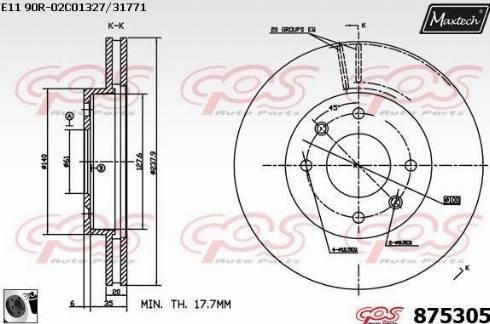 Maxtech 875305.0060 - Гальмівний диск autocars.com.ua