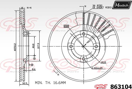 Maxtech 875305 - Гальмівний диск autocars.com.ua