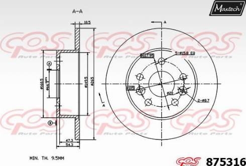 Maxtech 875316.0000 - Гальмівний диск autocars.com.ua