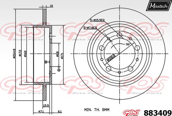 Maxtech 875316 - Гальмівний диск autocars.com.ua