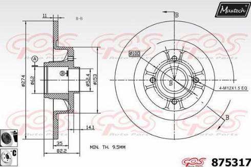 Maxtech 875317.6061 - Гальмівний диск autocars.com.ua