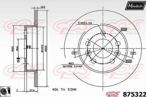 Maxtech 875322.0060 - Гальмівний диск autocars.com.ua