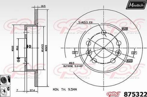 Maxtech 875322.6060 - Гальмівний диск autocars.com.ua