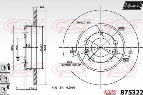 Maxtech 875322.6880 - Гальмівний диск autocars.com.ua