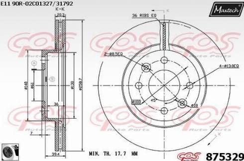 Maxtech 875329.0060 - Гальмівний диск autocars.com.ua