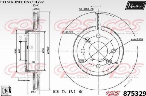 Maxtech 875329.0080 - Гальмівний диск autocars.com.ua