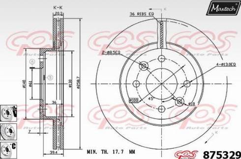 Maxtech 875329.6880 - Тормозной диск autodnr.net