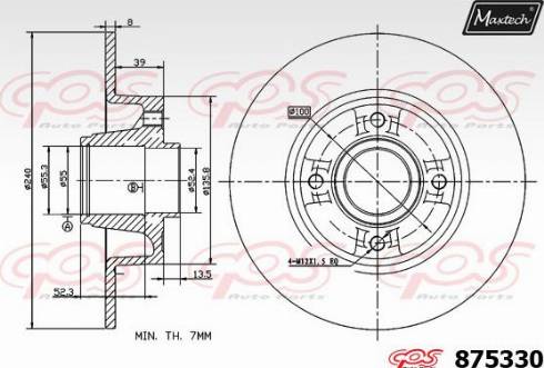 Maxtech 875330.0005 - Гальмівний диск autocars.com.ua