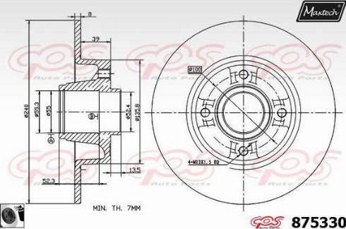 Maxtech 875330.0065 - Гальмівний диск autocars.com.ua