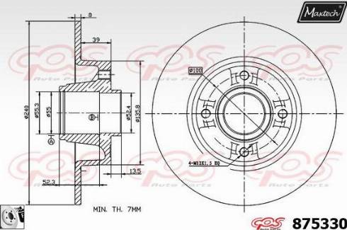 Maxtech 875330.0085 - Гальмівний диск autocars.com.ua